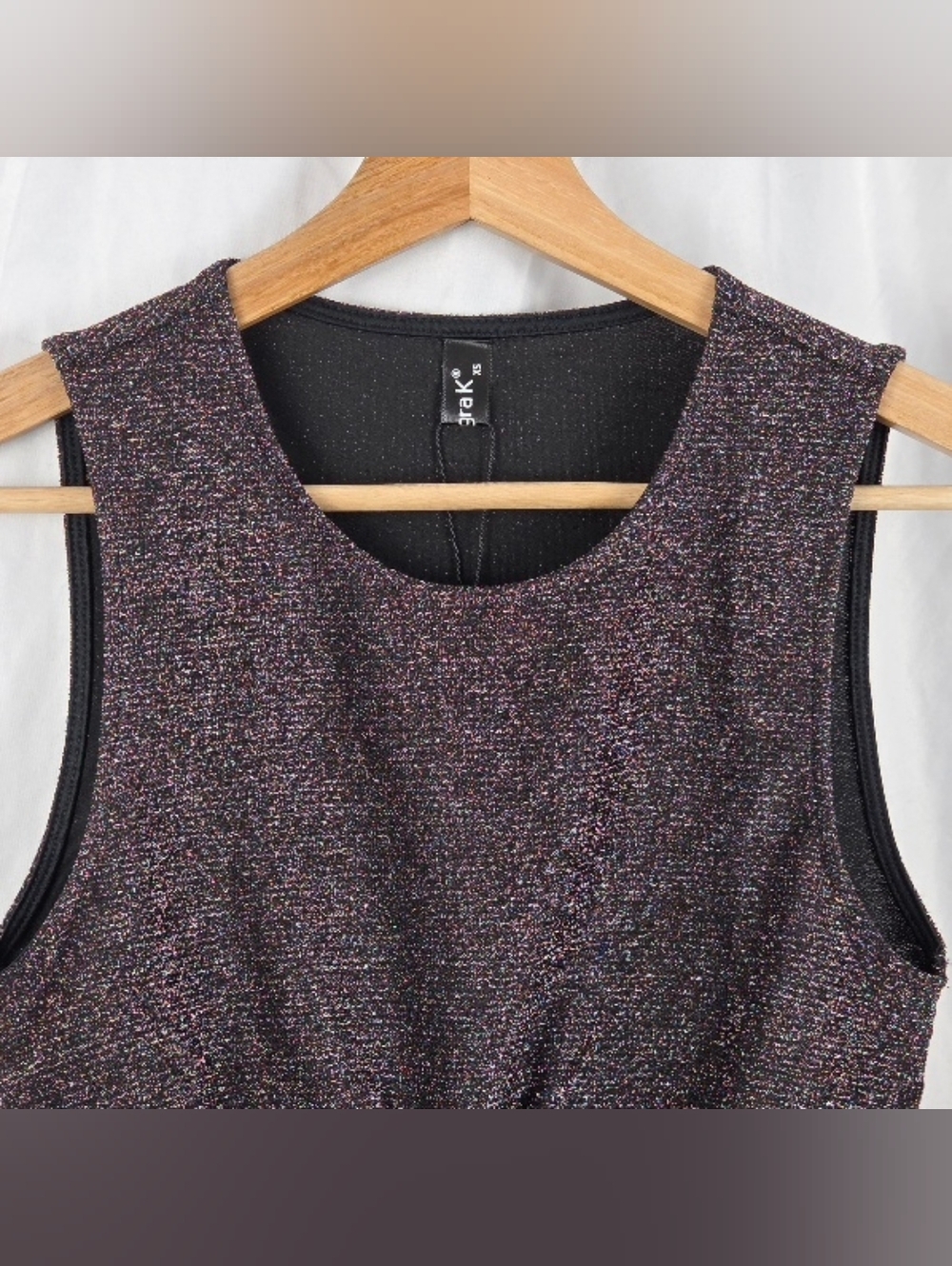 Allegra K Multicolor Metallic Sparkle Sleeveless Crop Top Black Lining Size XS - Picture 2 of 16